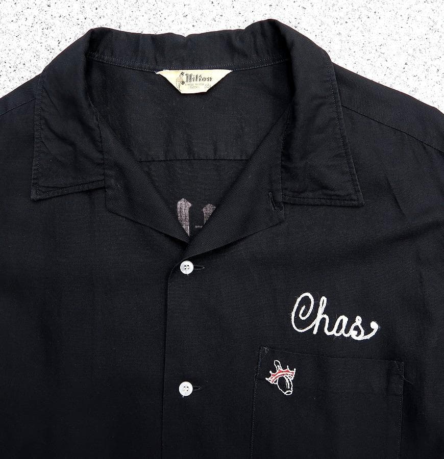 希少 黒 XXL 60s HILTON ボーリングシャツ オールドイングリッシュ