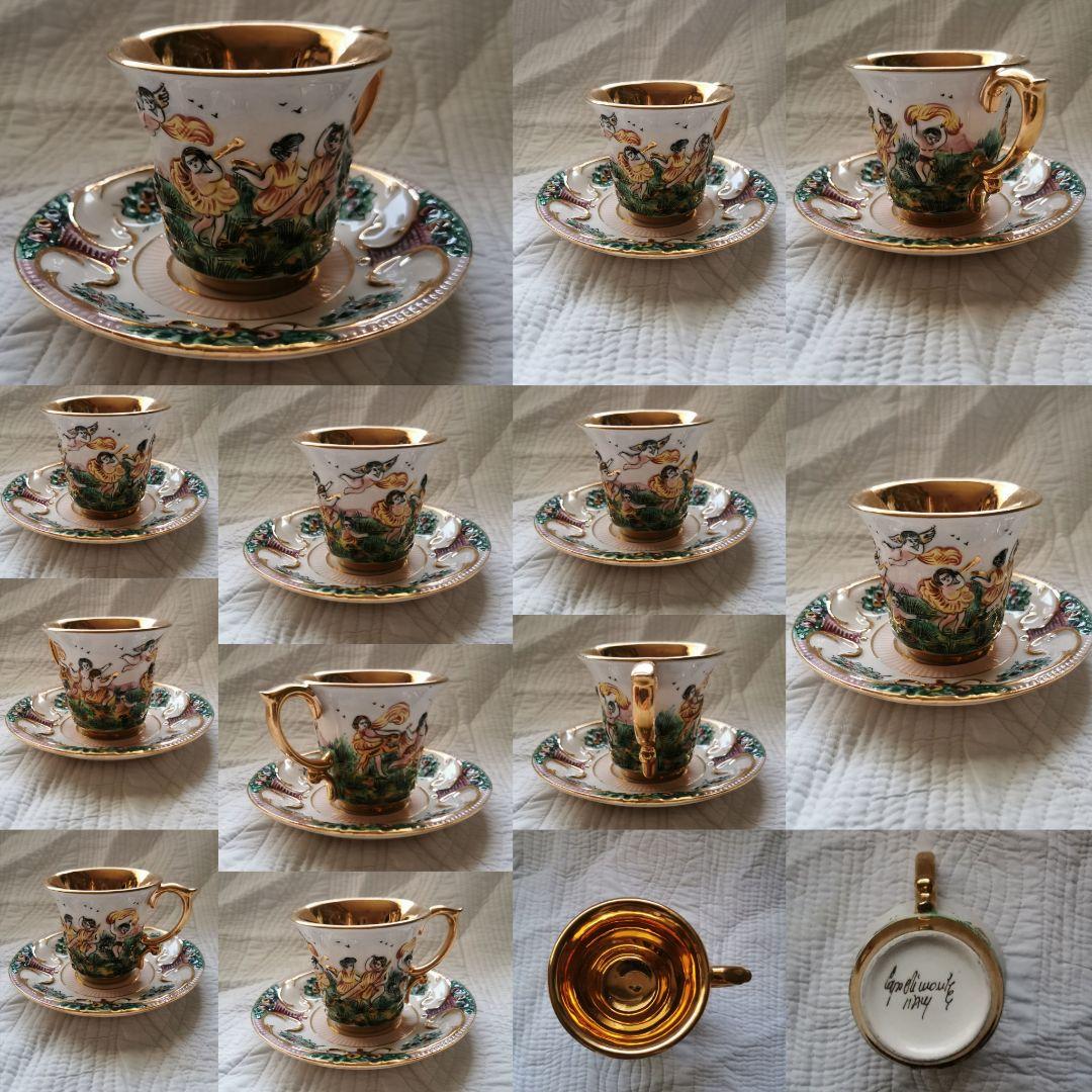 アンティーク カポディモンティ 天使＆子供ティーカップ１客②ハンドペイント手描