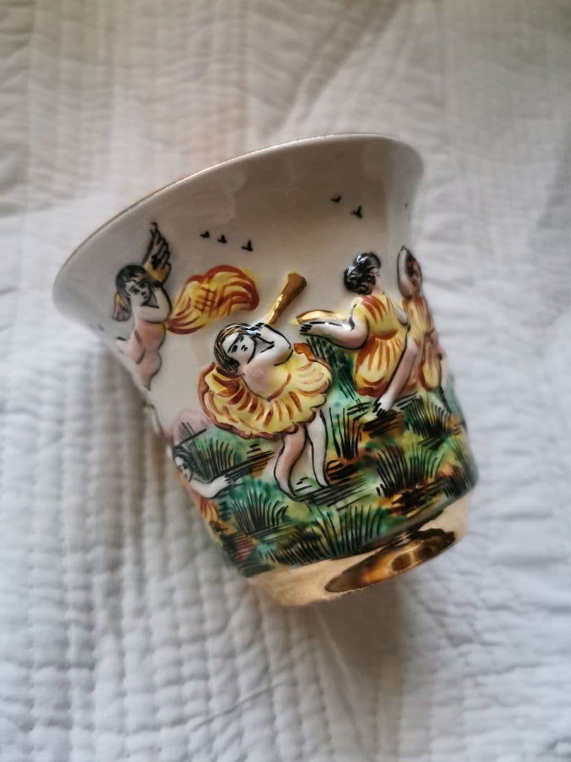 アンティーク カポディモンティ 天使＆子供ティーカップ１客②ハンドペイント手描
