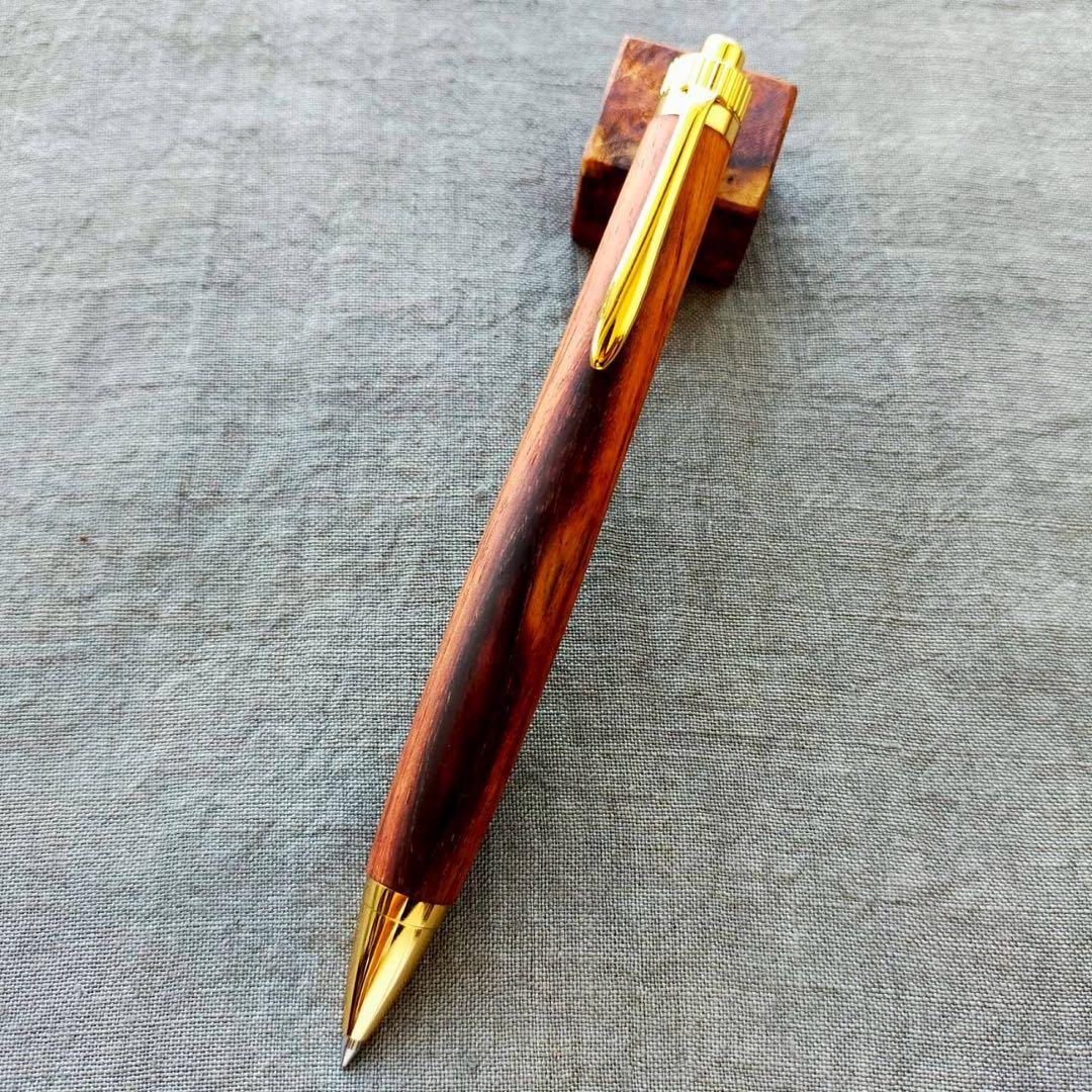 越南黄花梨　ハンドメイド　木軸ボールペン　G2　天然木　ゴールド