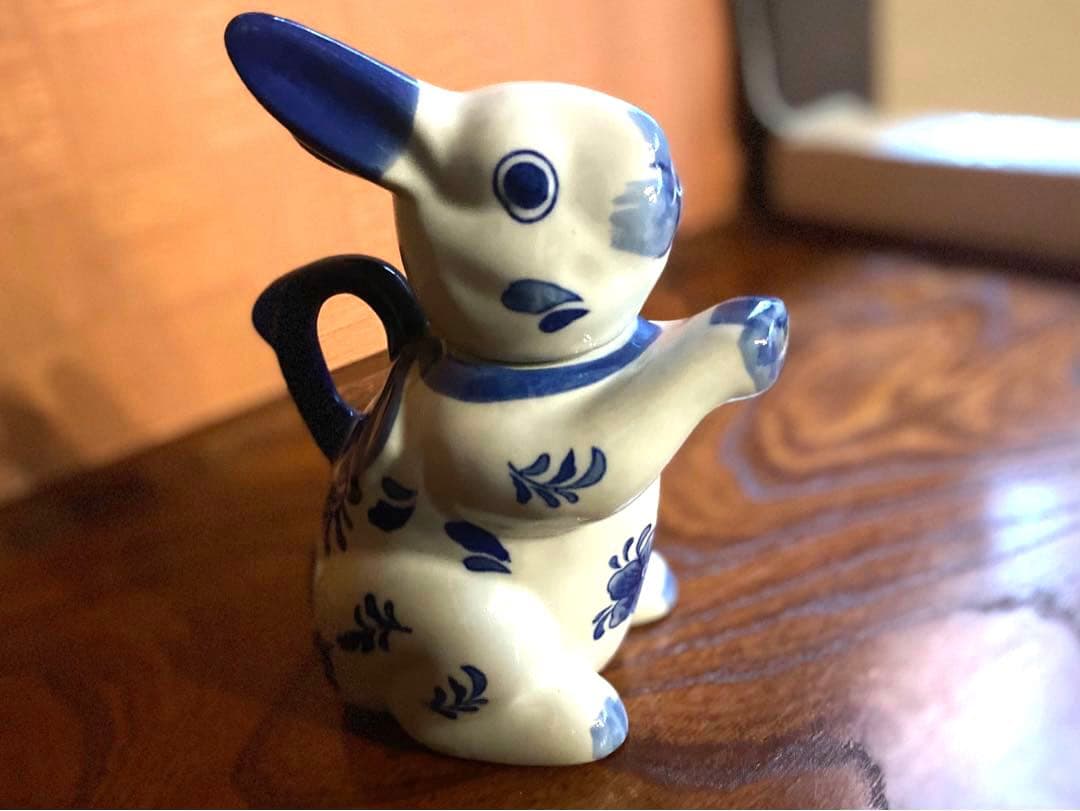 染付うさぎ！愛嬌溢る《青絵兎ティーポット》（検リヤドロヴィンテージ干支ヘレンド