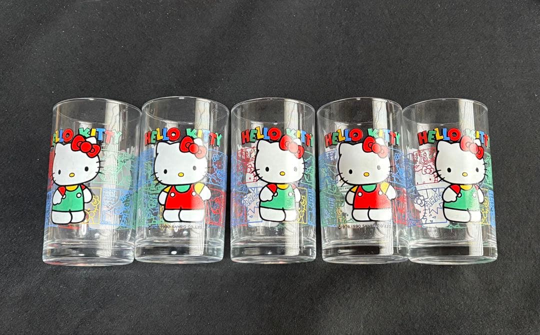 希少　レトロ　ハローキティ グラス　1990年製　5個セット