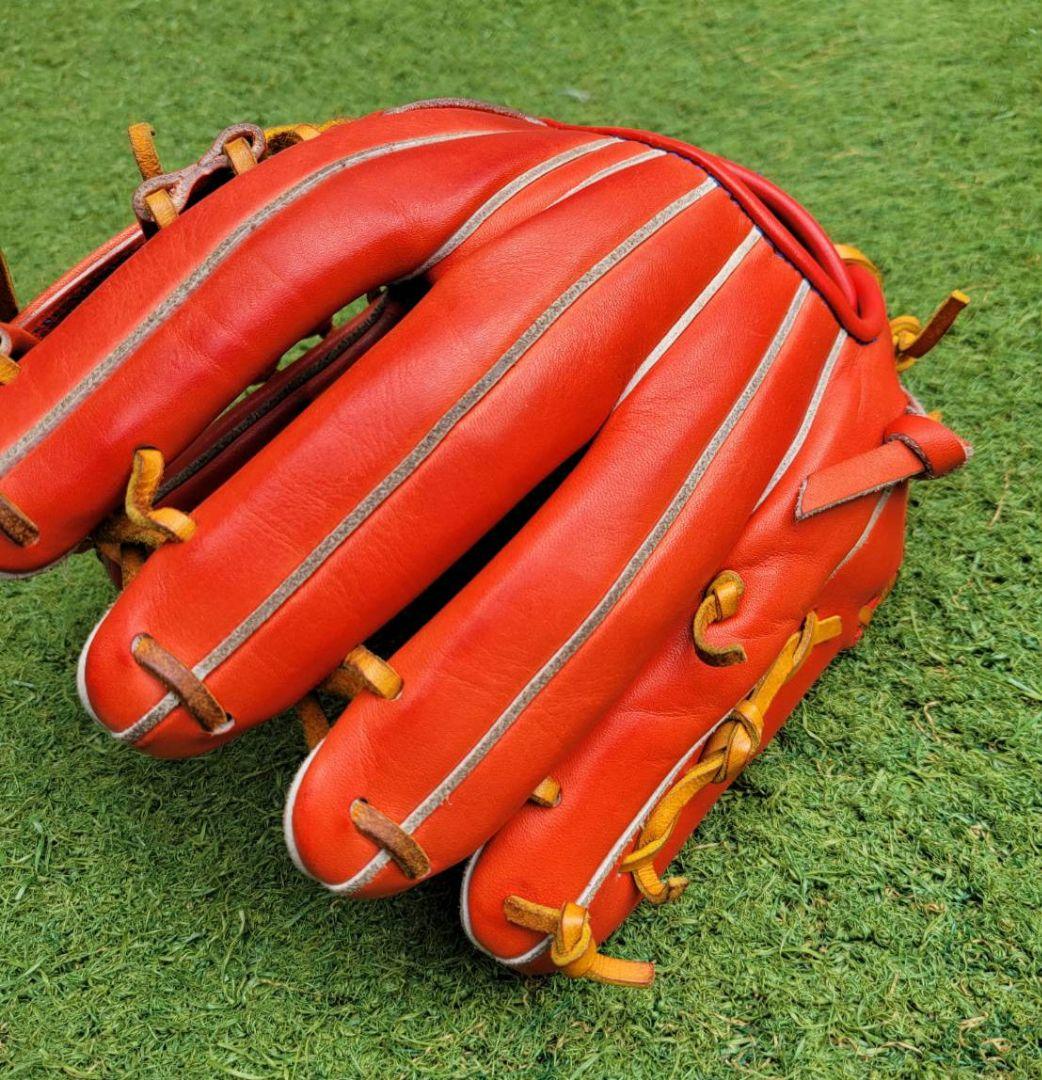 ATOMS アトムズ 硬式 グローブ 内野手用　レッドオレンジ
