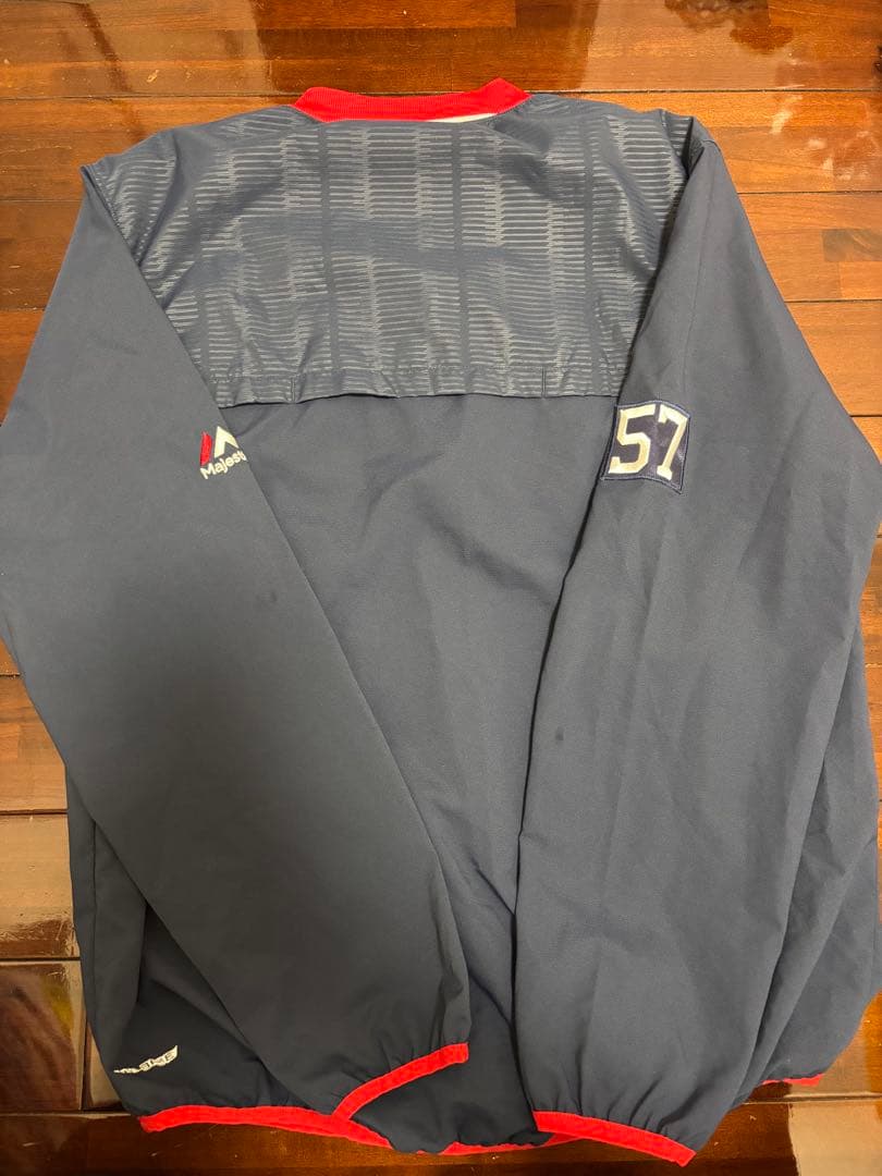 埼玉西武ライオンズ選手着用Majestic ジャケット ネイビー/レッド 57