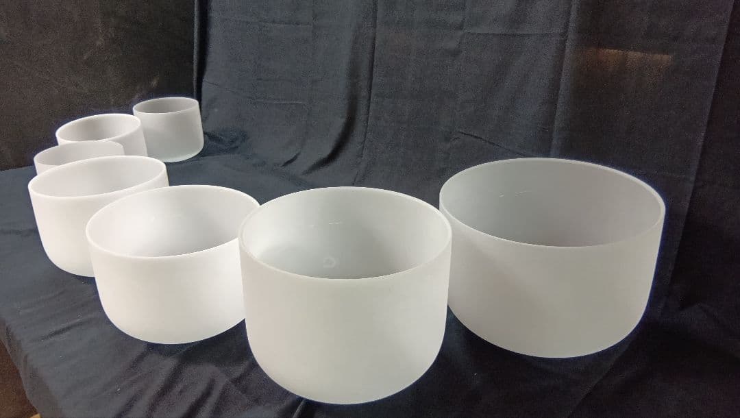 クォーツ　クリスタルボウル　A＝432Hz　7個セット　マレット　バッグ付き