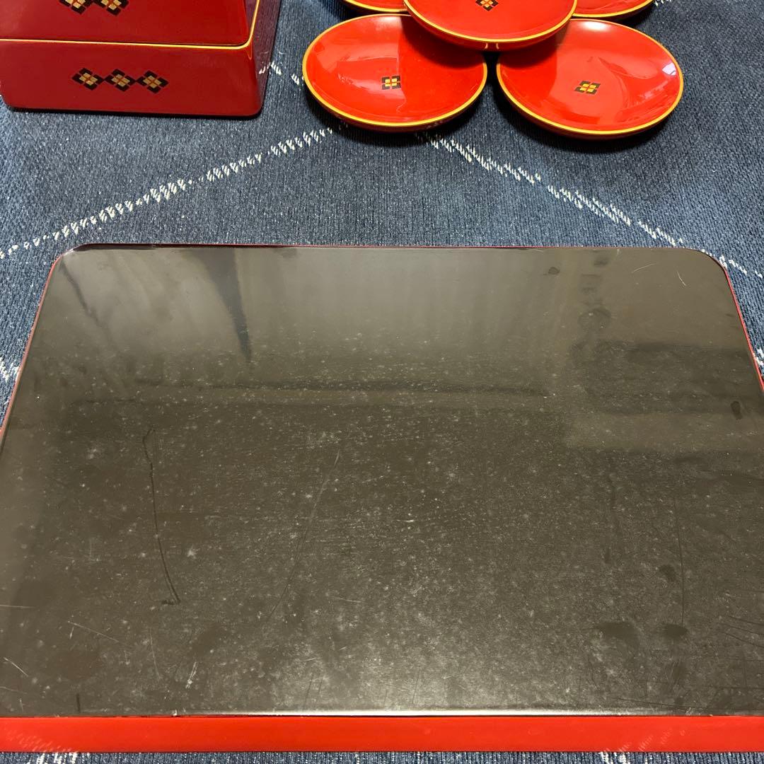 秀衡塗 ☆美品☆3段重箱と皿5枚と盆のセット