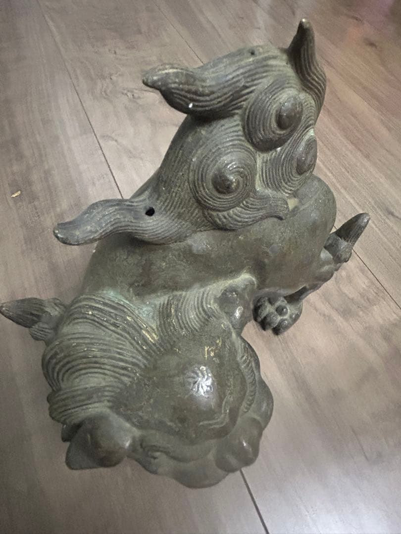 古董，古銅製，金工，獅子香炉，重1900克