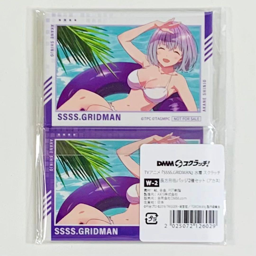 DMMスクラッチ グリッドマン 水着 Wチャンス賞 長方形缶バッジ 新条アカネ