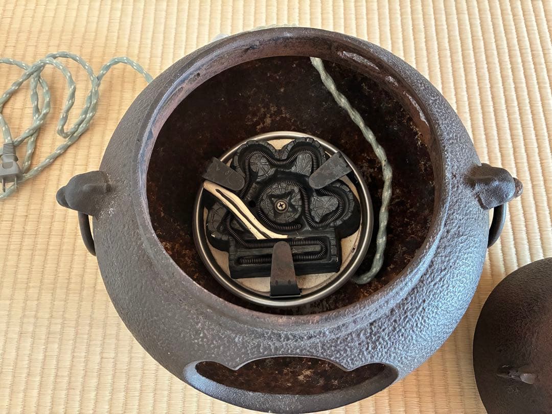 茶道具　『鉄風炉』電熱ヒーター付