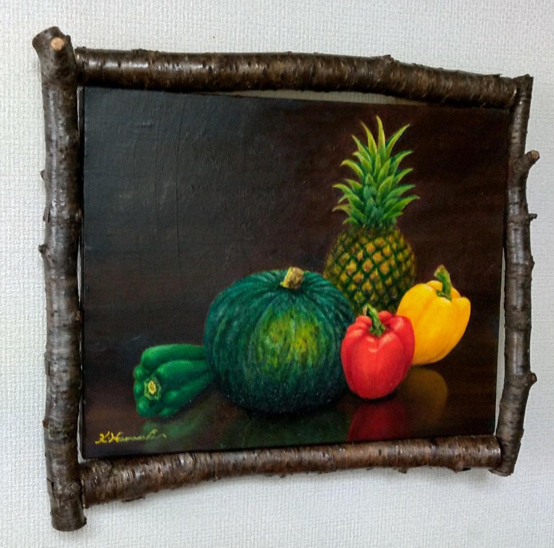 油彩画「恵み」絵画 油絵 植物画 原画Ｆ６