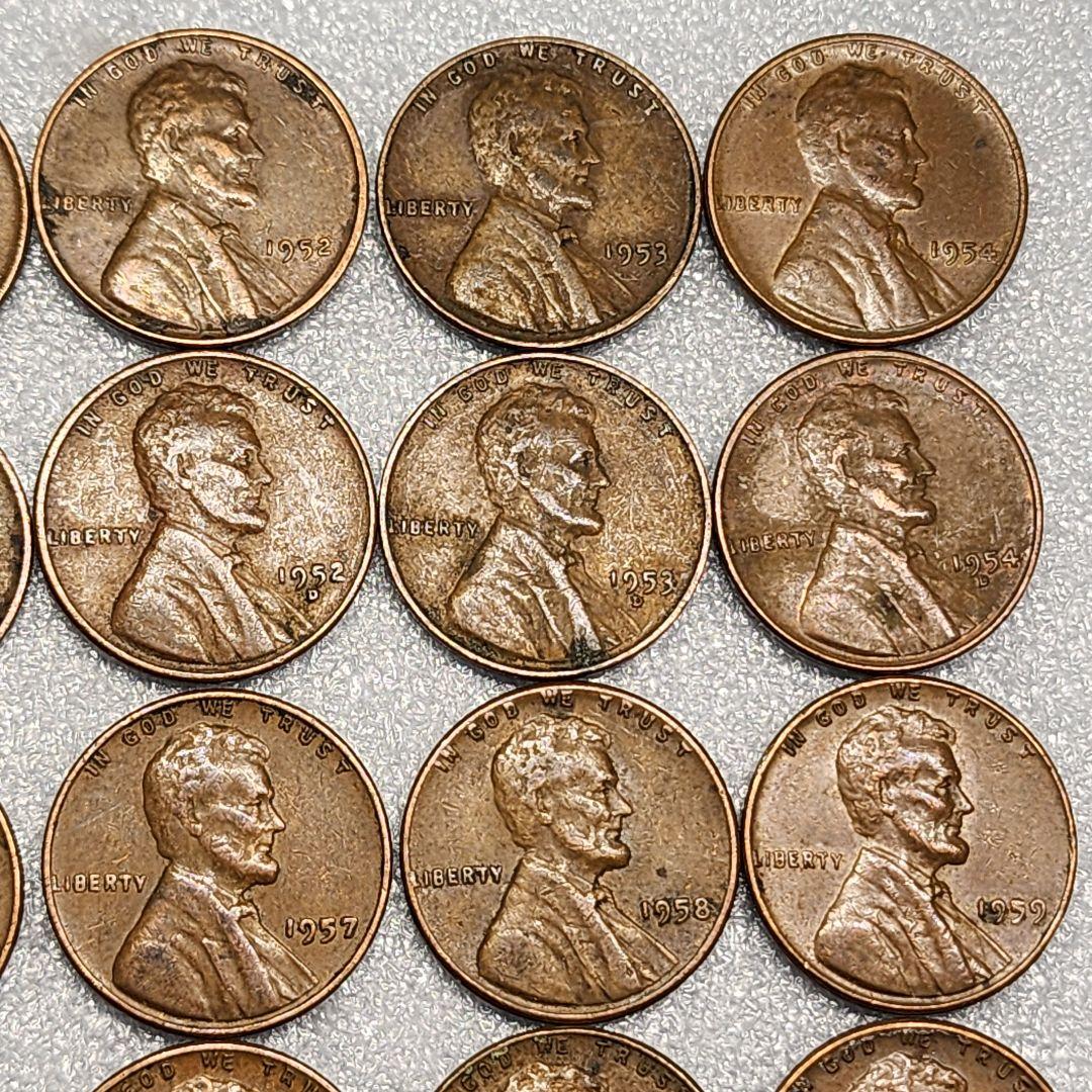 6019. 期間限定 1950年代 アメリカ リンカーン 1セント硬貨 20枚組