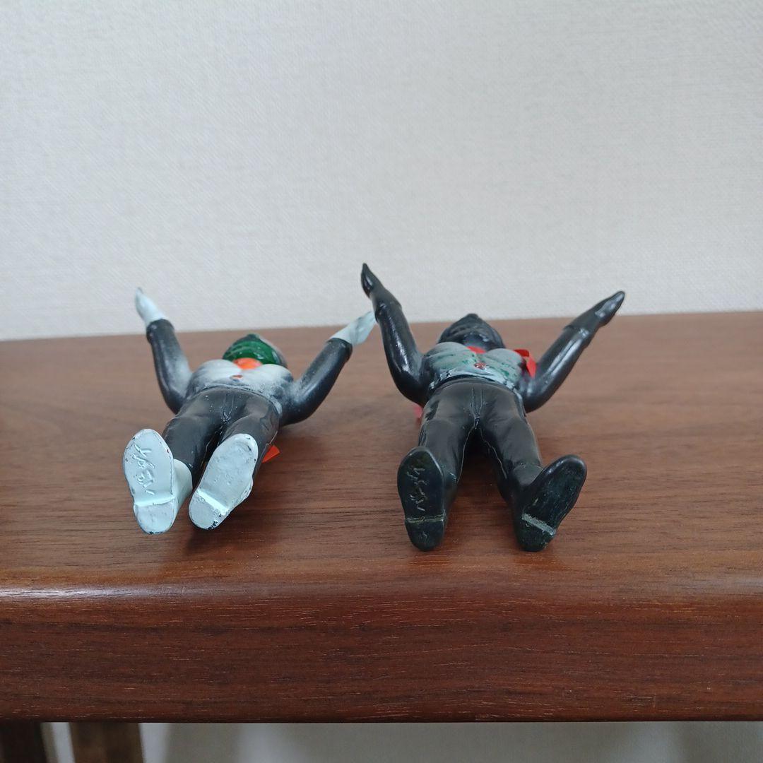 当時物バンダイ「バンザイ仮面ライダー」希少ミニソフビフィギュア2体セット