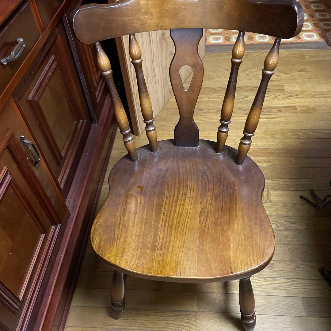 キツツキマーク　 スピンドルバックチェア ダークブラウン