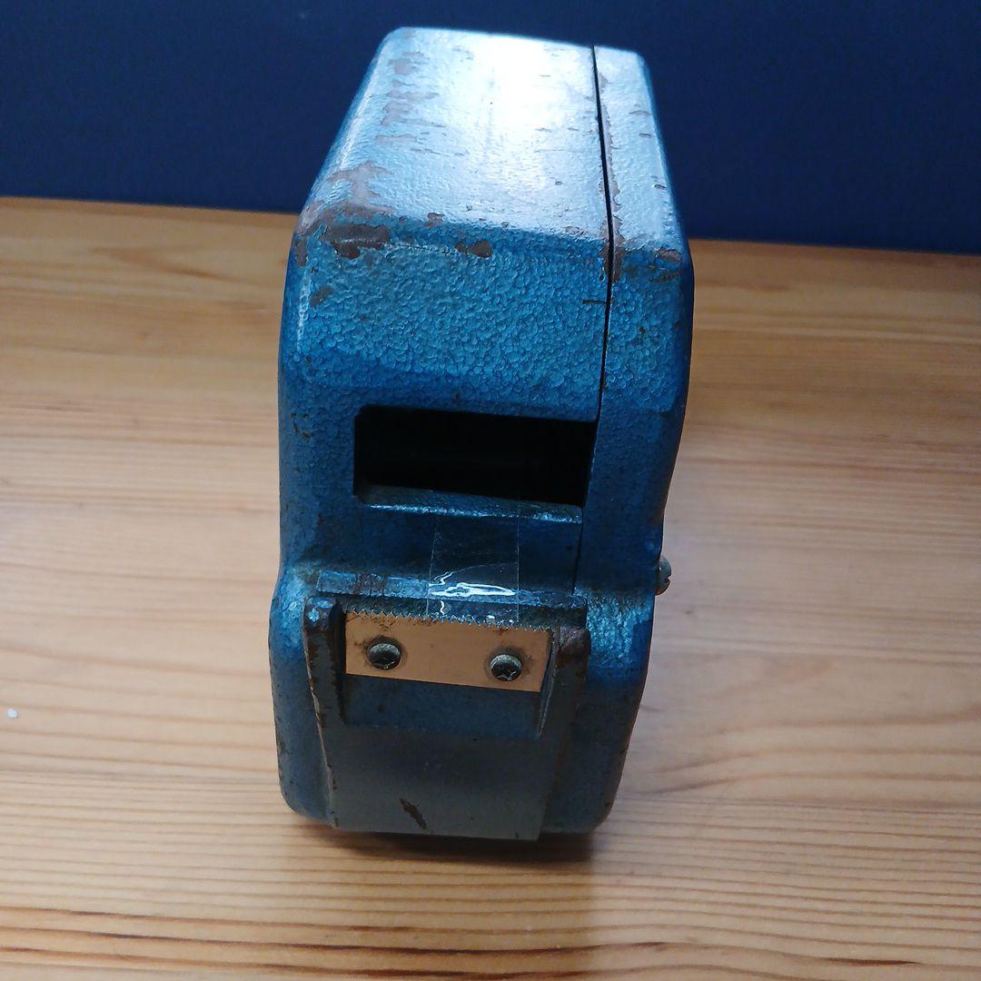 レトロ 青色 テープカッター 金属製