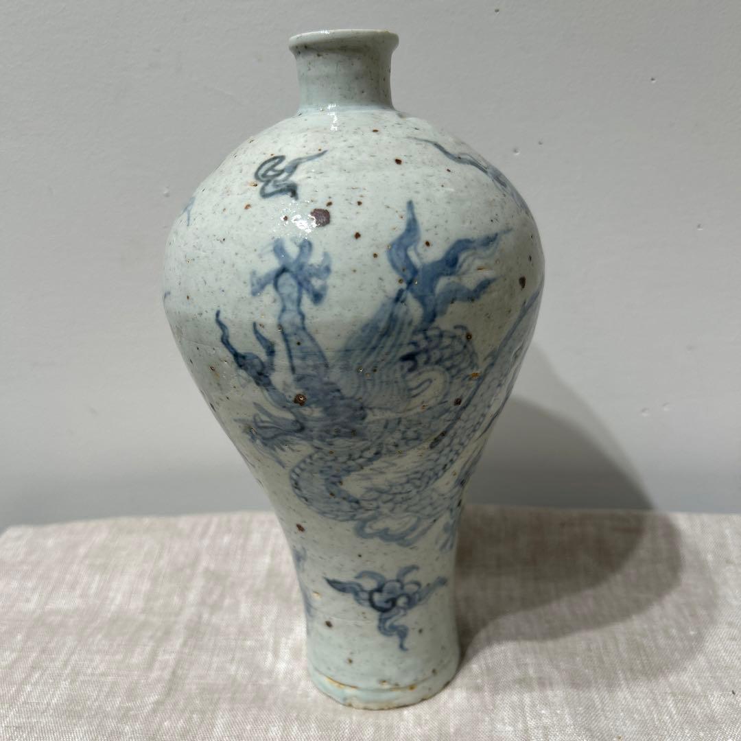 李朝　登り竜　美しい壺　古美術品