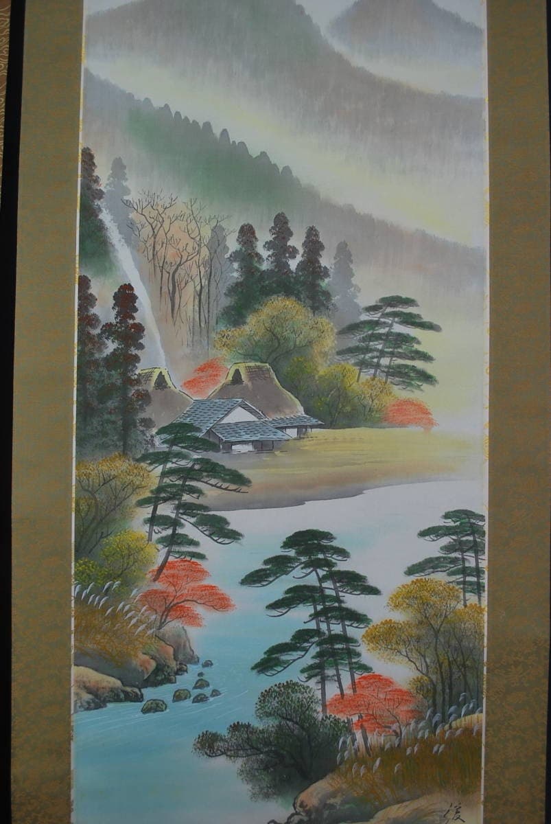 【真作】河内渓仙/春夏秋冬山水図/四幅対/掛軸☆宝船☆V-471 JM