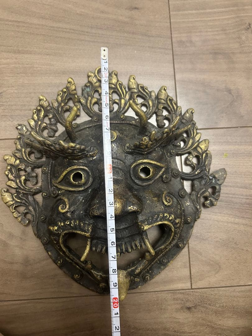 ヤマタカ 壁掛けマスク チベット仏教 古銅製 時代物