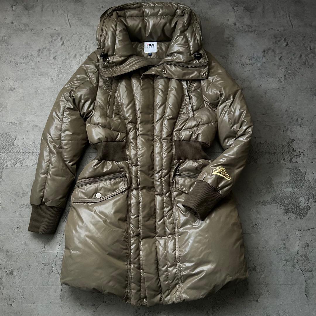 未使用級 FILA GOLF ダウンコート Aライン フード スタンドカラー