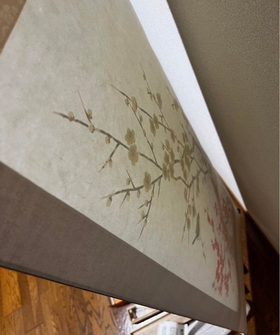 紅白梅に鶯　平松耕一　肉筆　掛軸