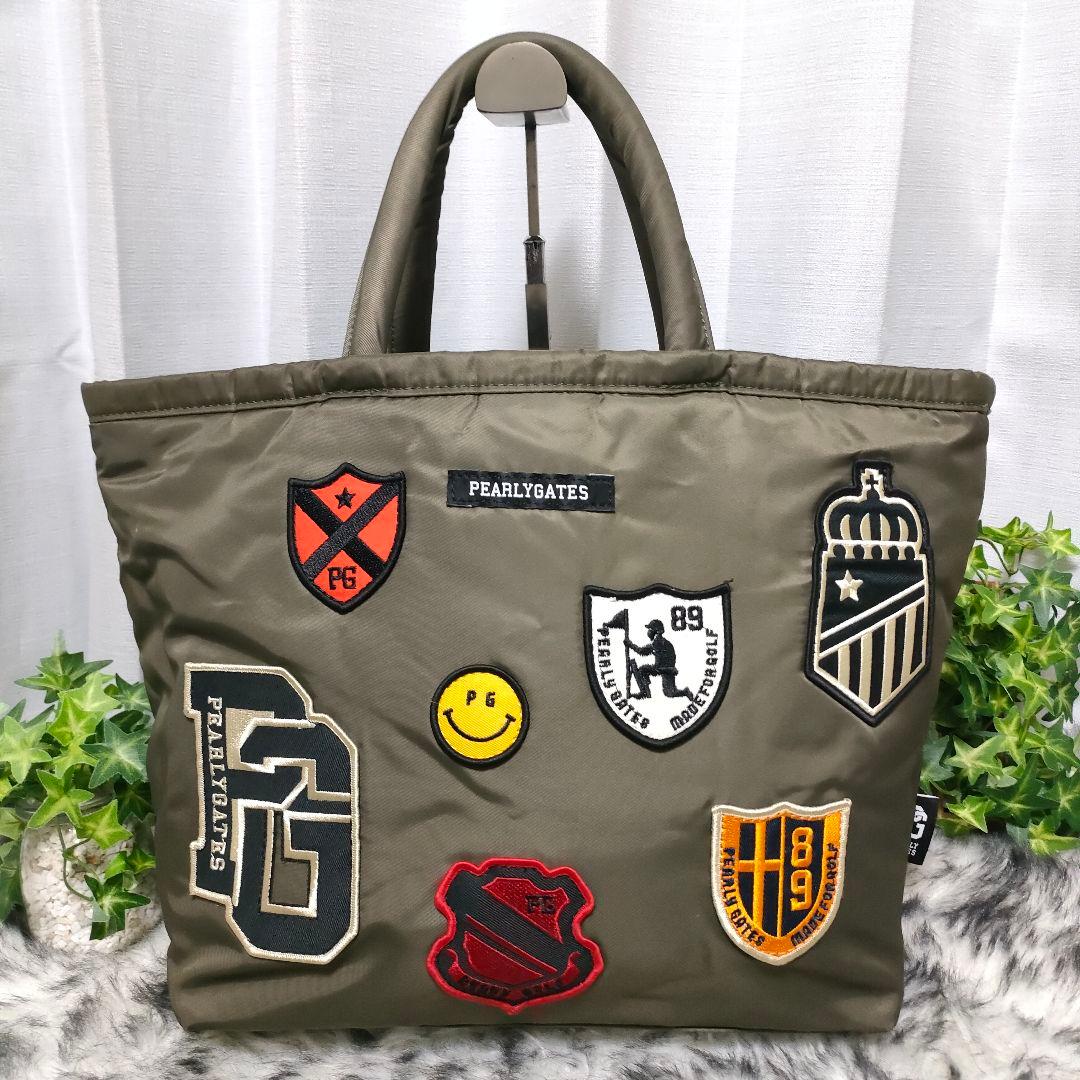 希少完売品 パーリーゲイツ ゴルフロッカーバッグ 総柄 ワッペン カーキ