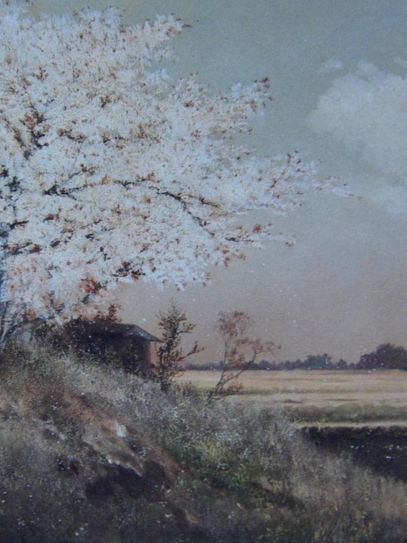 高橋由一、【墨堤桜花】、希少画集画より、状態良好、新品高級額装付