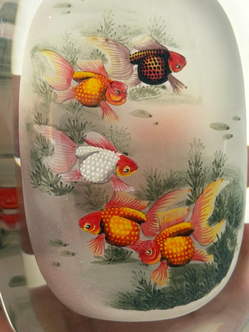 金魚絵柄 ガラス鼻煙壺