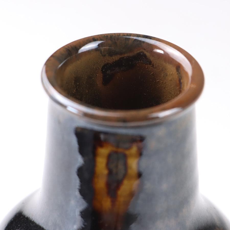 Y3338-6 茶道具 山口茂 鶴首茶入 共箱・仕覆　　よ