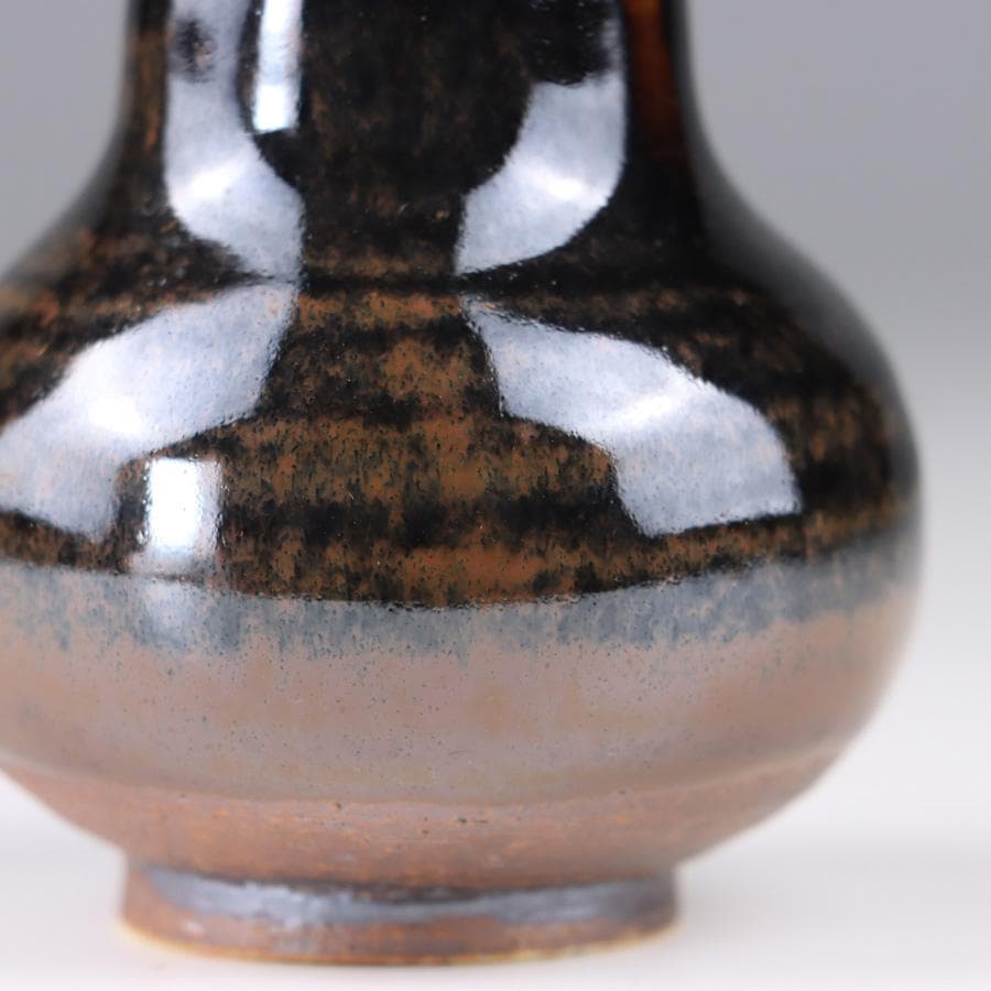 Y3338-6 茶道具 山口茂 鶴首茶入 共箱・仕覆　　よ