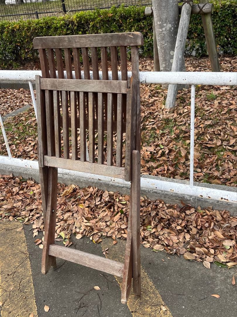 c）ヴィンテージ・ポピュラー折りたたみチェア 木製折りたたみチェア ブラウン