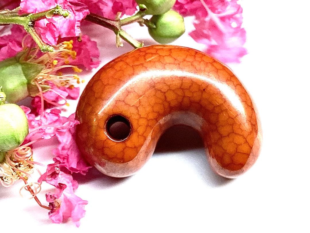 レア‼️30年前の台湾*上肯製【龍紋天珠勾玉】　本物ジャスパー鑑定機関鑑別書取得品