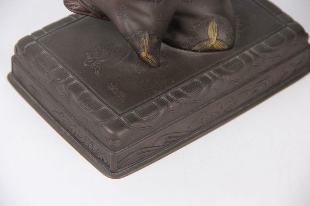 明治時代　古美術品 銅製塗金 阿波踊り 人物　サムライ　置物 EU25-2