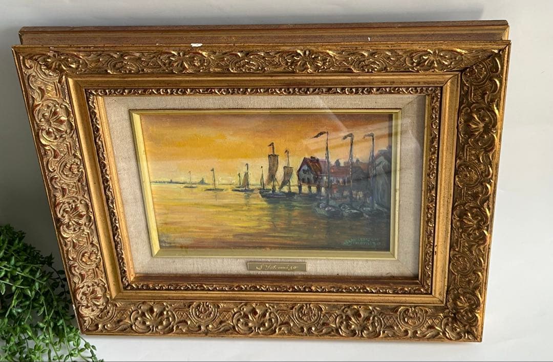 油彩画 Volendam 作家銘あり　額絵　美術品