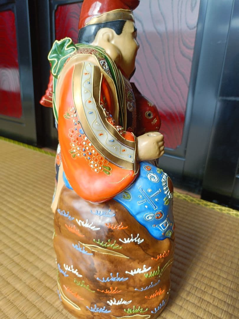 最高級九谷焼七福神（大黒天、恵比寿）置物2体セット　九谷岡山作