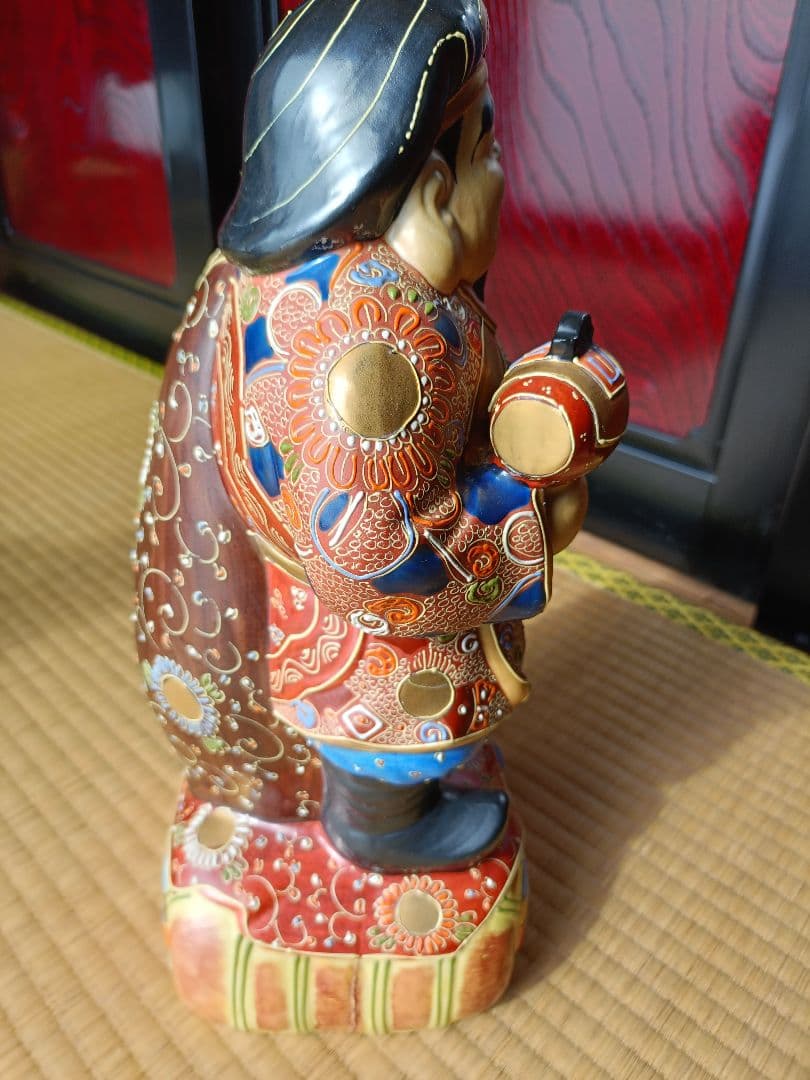 最高級九谷焼七福神（大黒天、恵比寿）置物2体セット　九谷岡山作