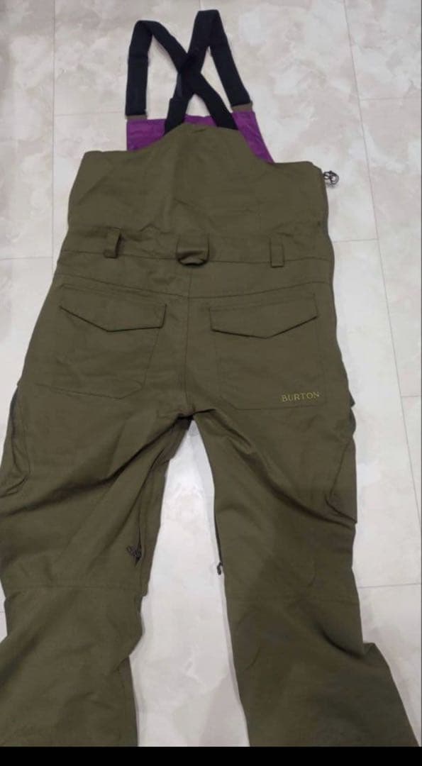 バートン　ビブパンツスノーボードパンツ オリーブグリーン　Ｌサイズ