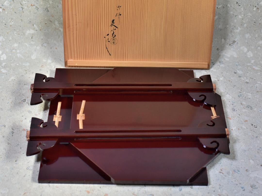 塗師表寛作　寿棚組立式【極上品】飾り棚　お茶道具／共箱