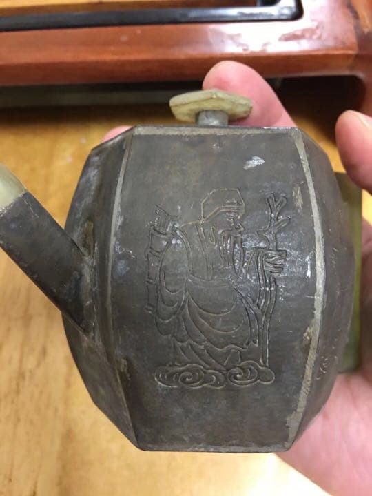 古錫 錫製 朱泥 唐物 急須 白玉 茶道具