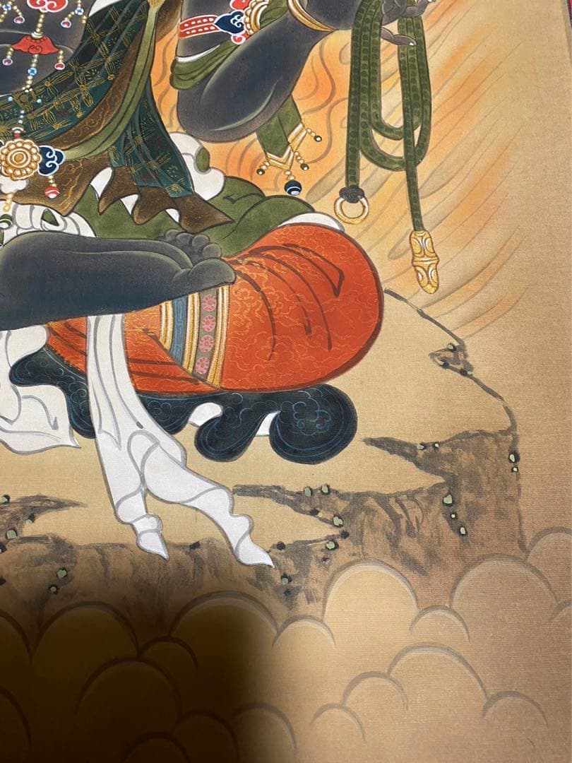 掛軸 魁山 不動明王 絹本 共箱 No.1