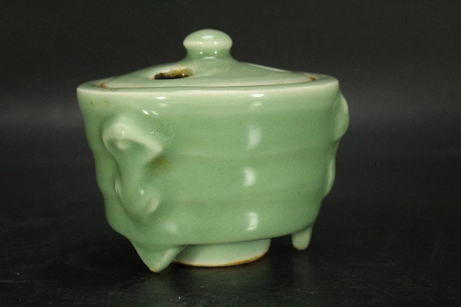 青磁 香炉 渓山作 京焼 591