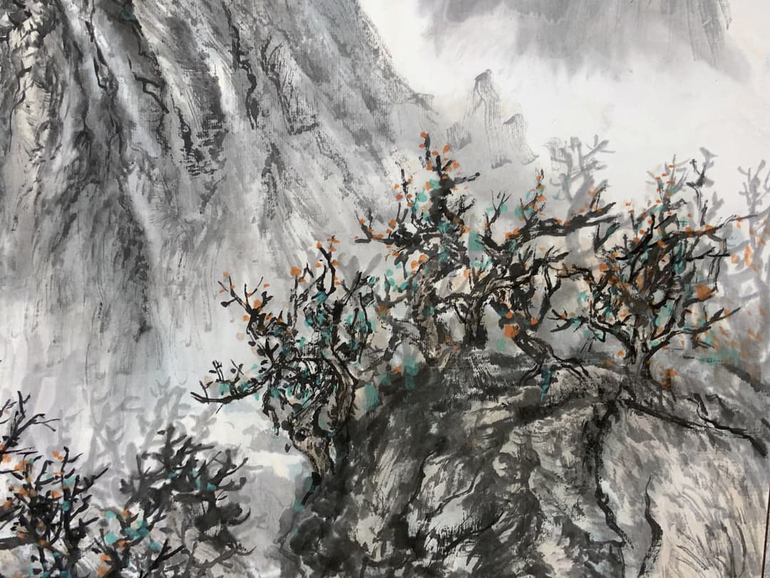 額縁 美術品 水墨画 飾り 山水絵 日本画 中国画 伝統芸術 真作 原作 アルミ