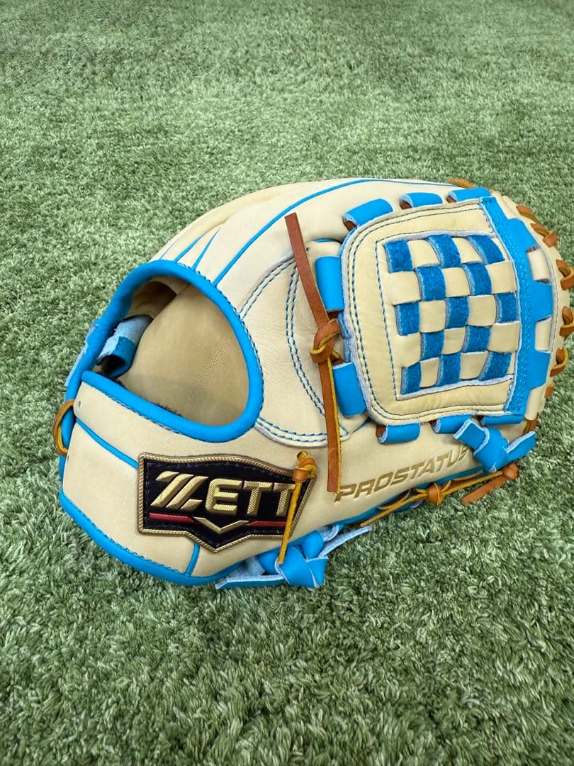 ✨源田モデル✨ZETT PROSTATUS 軟式グローブ ベージュ/ブルー