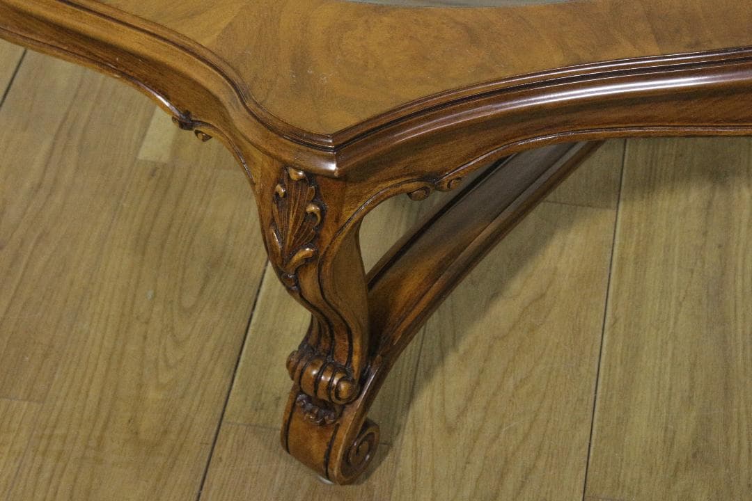 KARGES FUNITURE★木製センターテーブル★ガラス天板★ネコ脚★