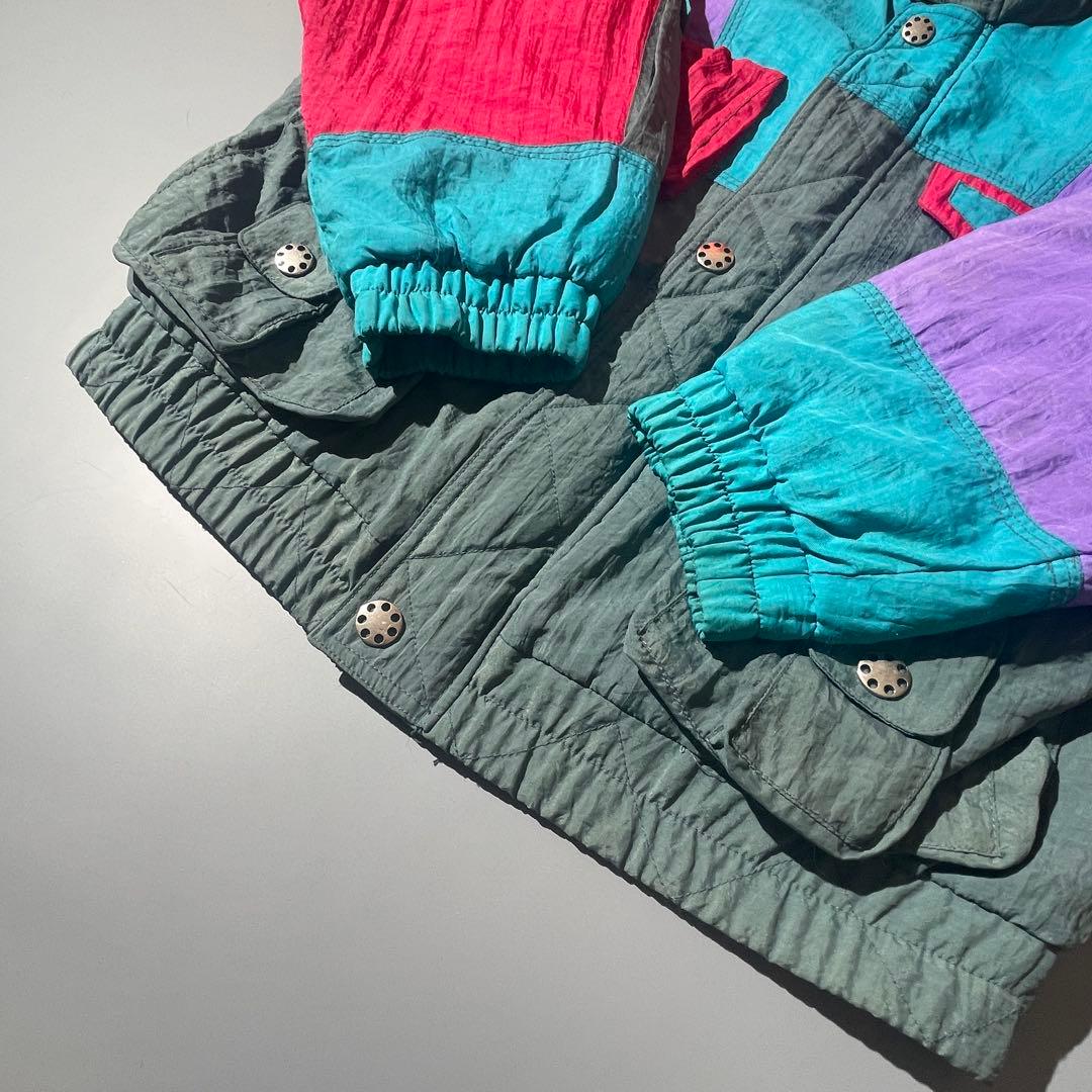 古着 スキーナイロンジャケット 中綿ブルゾン マルチカラー