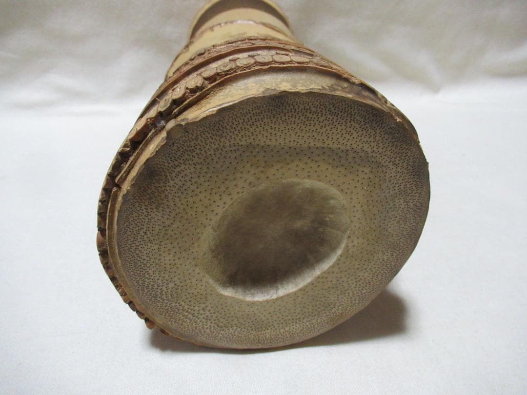 茶花　竹一重切花入　銘雪月花　細合喝堂老師書付　弥三郎作