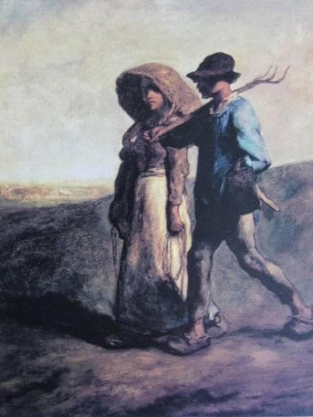 ジャン＝フランソワ・ミレー、仕事に行く人、希少な額装用画集より、新品高級額装付