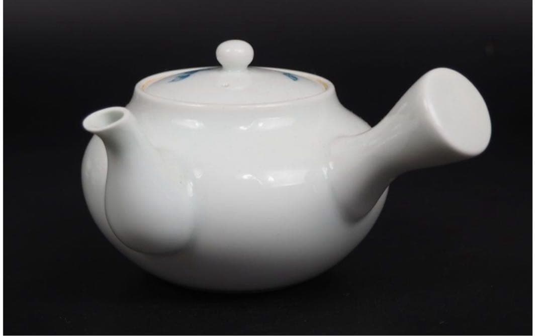 送料無料　『角萬』銘　手描き青華煎茶器11点セット　茶道具