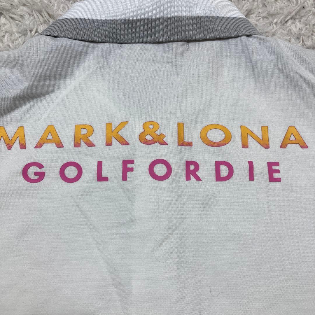 極美品 マークアンドロナ ゴルフウェア 半袖ポロシャツ 白 ドクロ Lサイズ相当