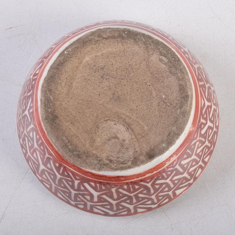 中国　呉須赤絵　花文　香合　時代箱　V　R8886