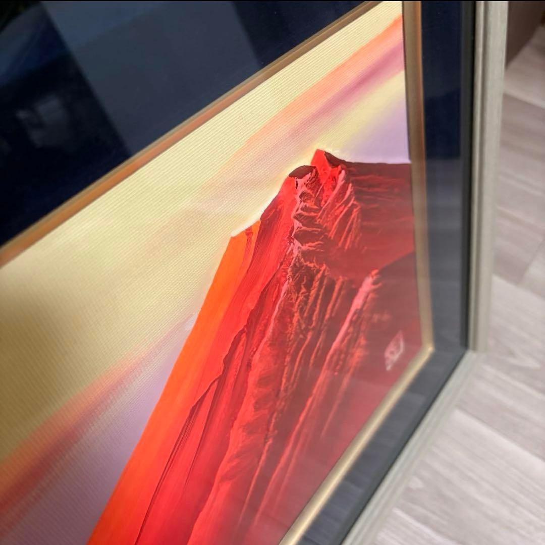 【額装アート】赤富士 絵画／開運 縁起物 風水 インテリア