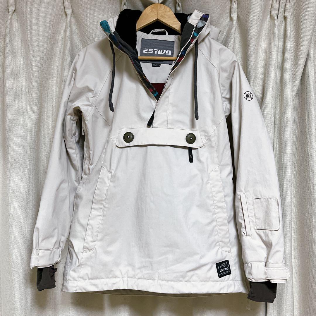 【美品】Mサイズ　スノーボードウェア　白　グリーン　上下セット ESTIVO